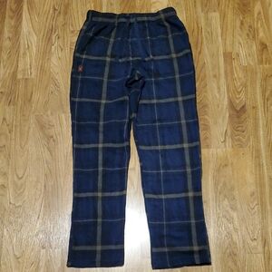 Spyder Navy and Olive Plaid Fleece Pajama Pants Lounge Pants Mens Size M